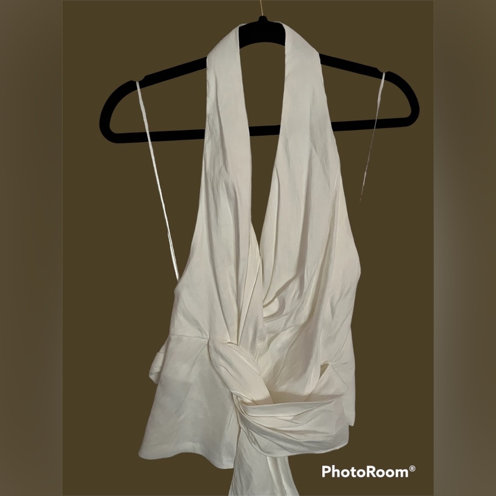 Ruched halter top open back